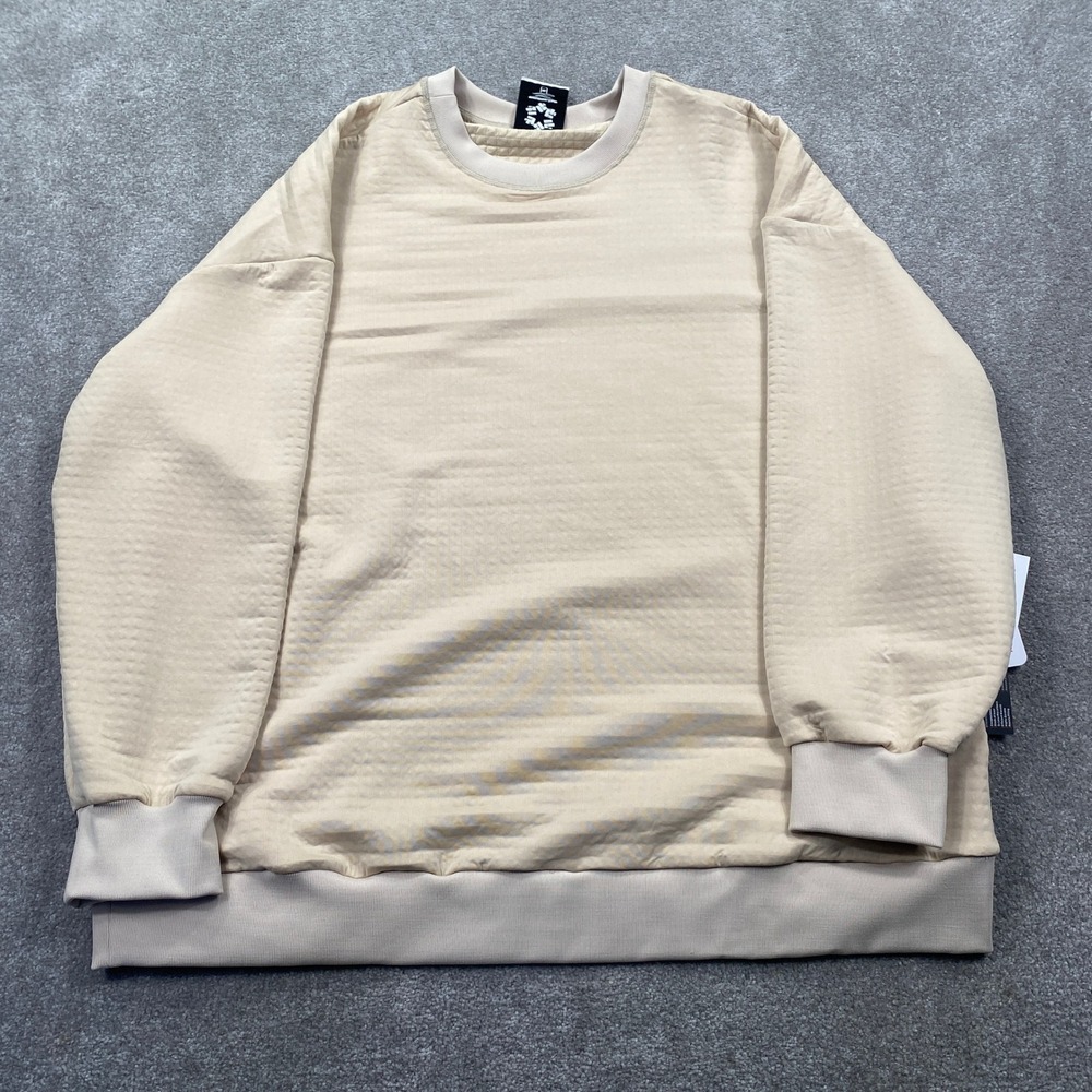 Obermeyer Mens XL Tan Quilted Crewneck Sweatshirt‎ Pullover Top